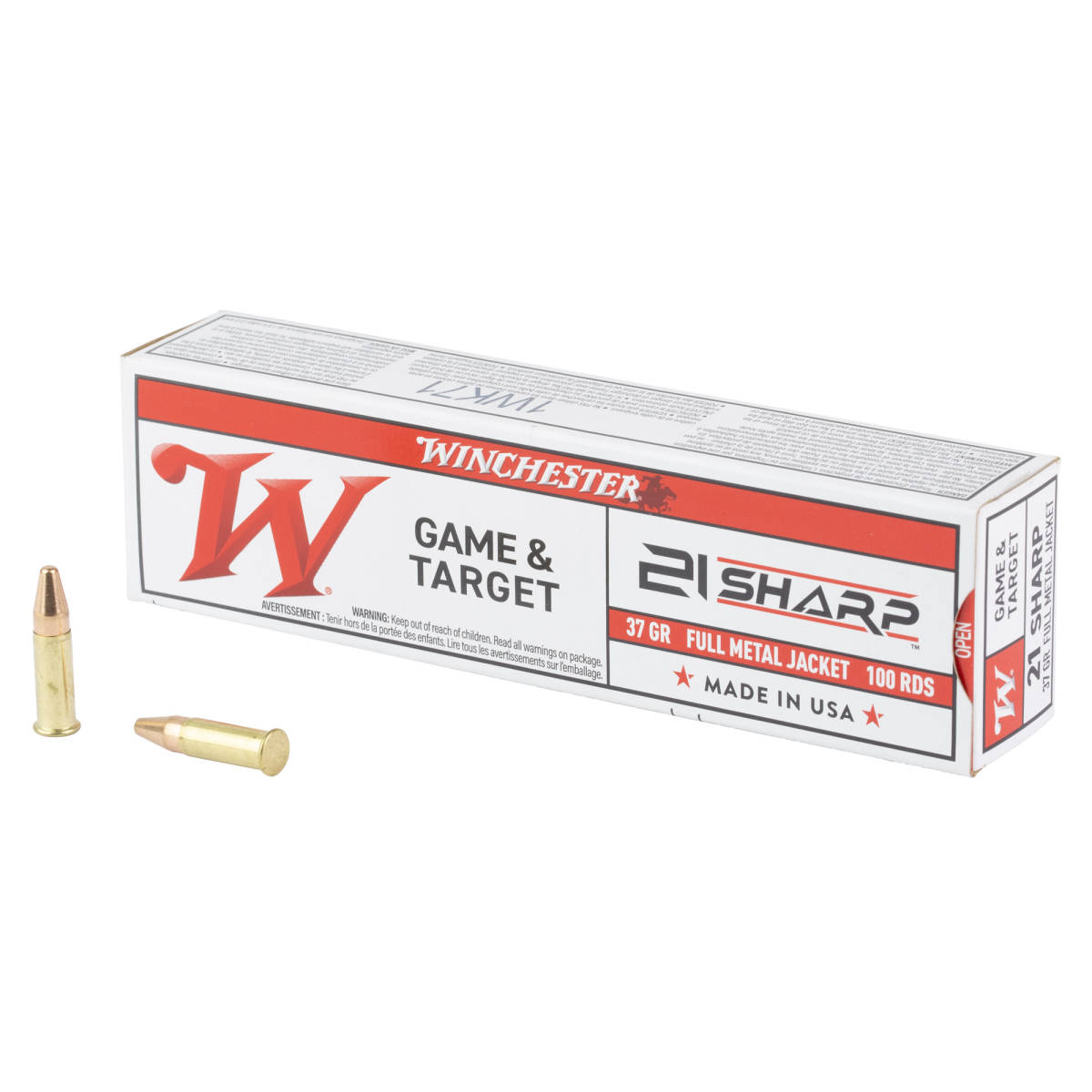 Winchester Ammo USA21 USA 21Sharp 37gr Full Metal Jacket 100 Per Box/20...-img-1