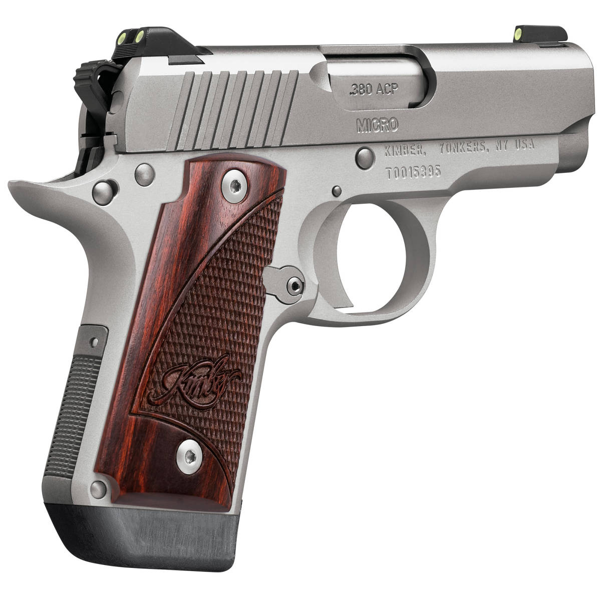 Kimber Mfg.,inc 3300207 Micro Stainless Rosewood NS 380 ACP 7+1 2.75”...-img-5