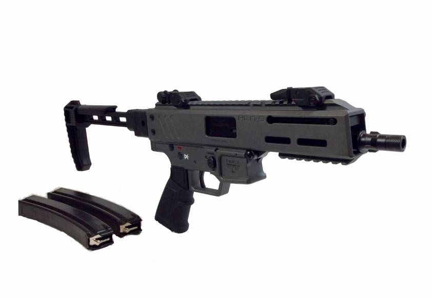 Panzer HAN9 9MM Pistol Grey W/ Side Folder Brace (2) 30+1 Mags / Flip Up-img-0