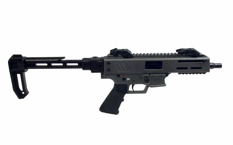 Panzer HAN9 9MM Pistol Grey W/ Side Folder Brace (2) 30+1 Mags / Flip Up-img-1