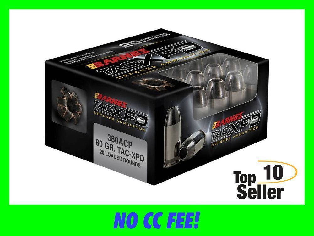 Barnes TAC-XPD 380 ACP Auto 80 Gr Copper Hollow Point Personal Defense Ammo-img-0