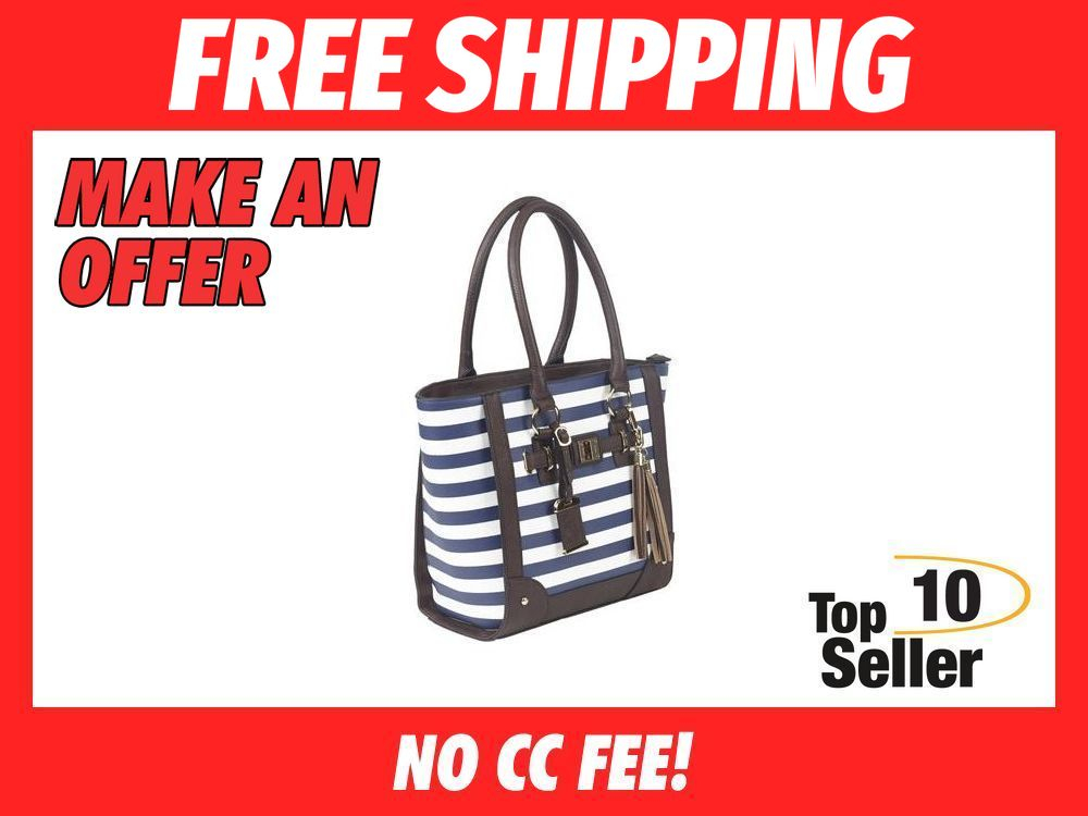 Bulldog BDP050 Tote Purse w/Holster Navy Stripe Leather Most Sm Pistols-img-0