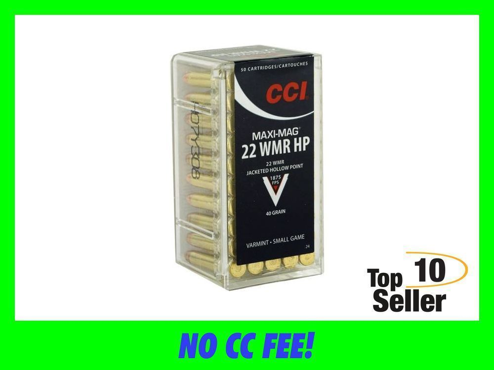 CCI 0024 Maxi-Mag Rimfire 22WMR 40gr Jacketed Hollow Point 50 Per Box/40-img-0