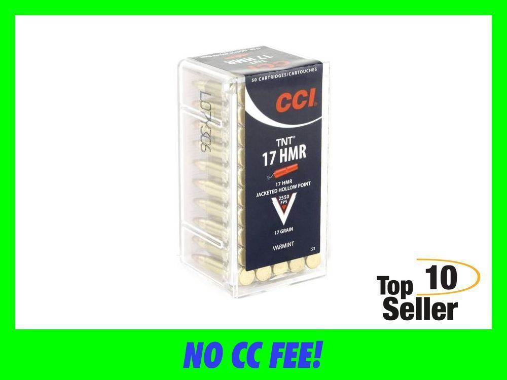 CCI 0053 TNT 17 HMR gr Jacketed Hollow Point 50 Per Box/ 40 Case-img-0