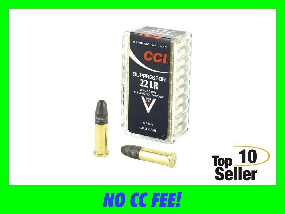 CCI 22 Suppressor LR 45gr Hollow Point 22LR SubSoNic Ammo Suppressed-img-0