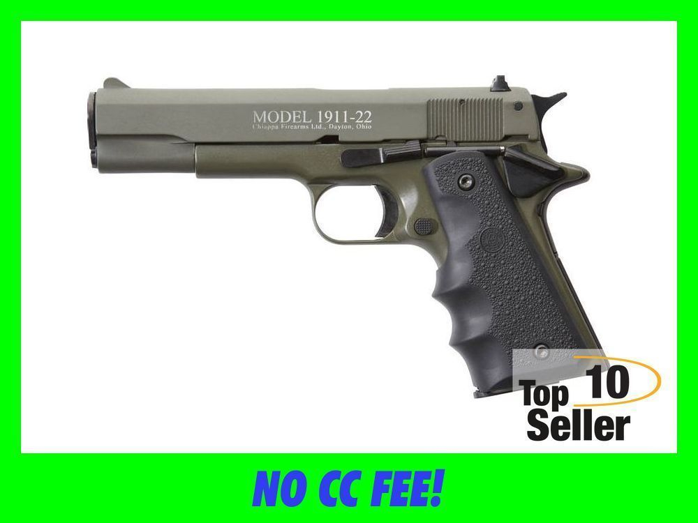 Chiappa Firearms 401121 1911-22 22 LR 10+1 5” OD Green Serrated Steel...-img-0