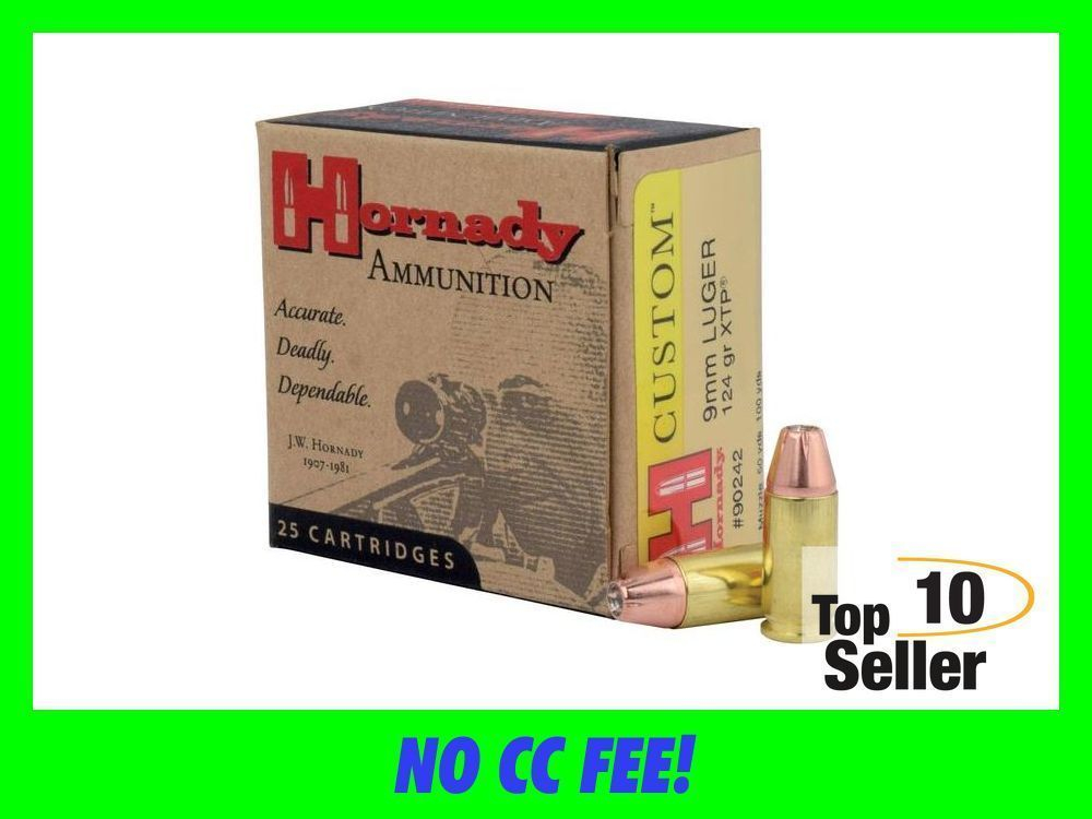 Hornady 90242 Custom 9mmLuger 124gr XTP Hollow Point 25 Per Box/10 Case ...