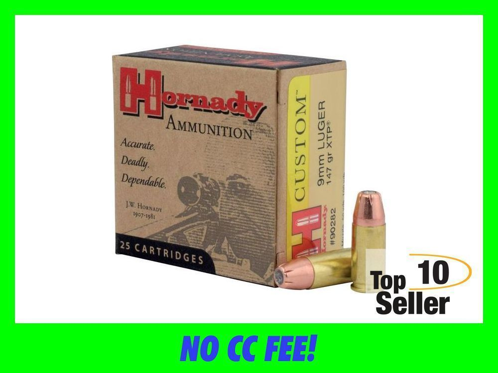 Hornady Custom 9mm Luger 147 gr XTP Hollow Point Personal Defense Ammo-img-0