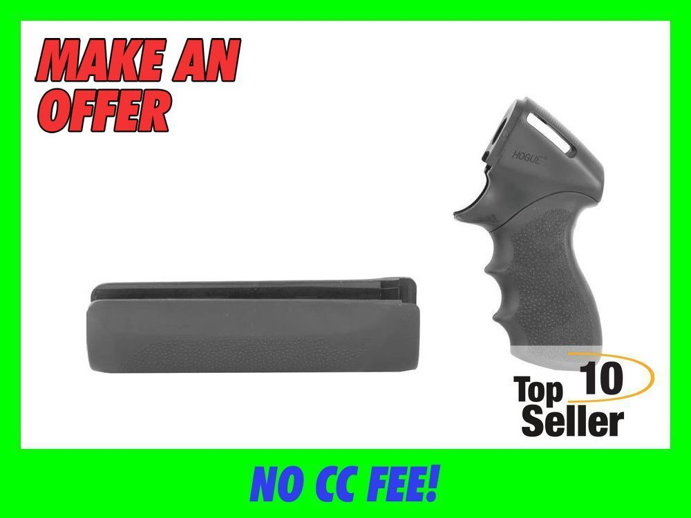 Hogue 08715 Tamer Pistol Grip & Forend Black Rubber with Finger Grooves-img-0