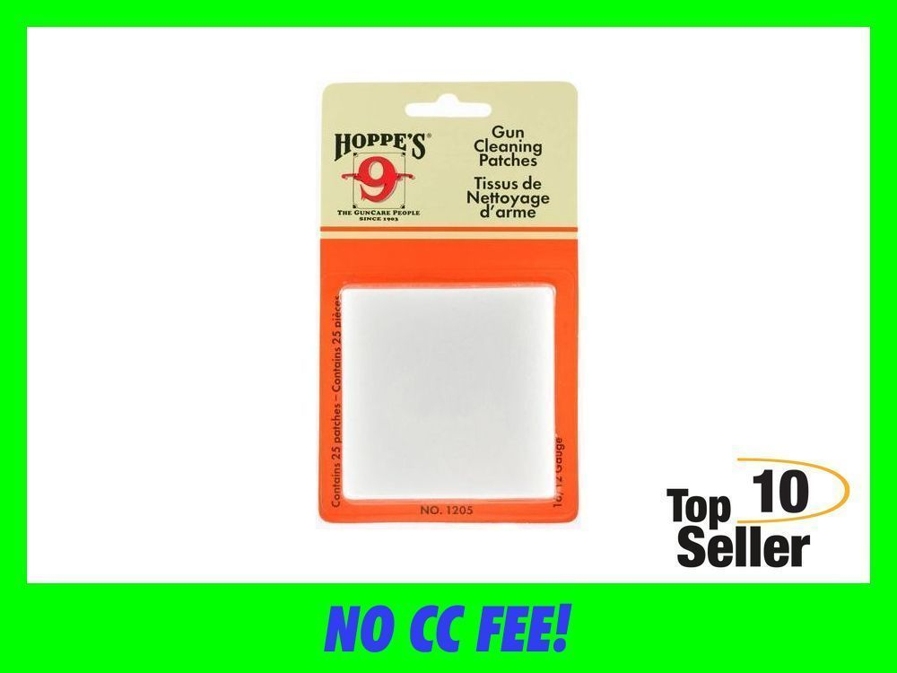 Hoppe’s 1205 Gun Cleaning Patches #5 12 / 16 Gauge Synthetic 25 Per Pack-img-0