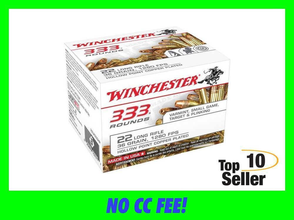 Winchester Ammo 22LR333HP USA 22 LR 36 gr Copper Plated Hollow Point 333-img-0