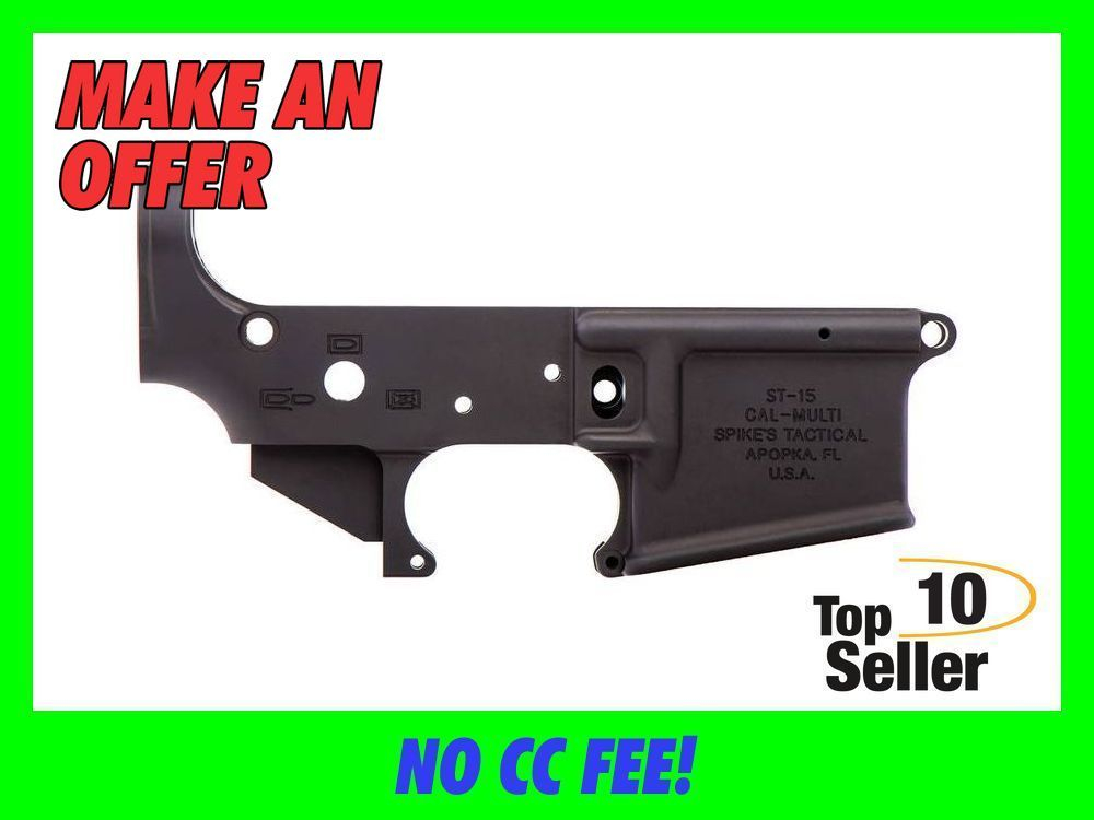 Spikes STLS045 No Logo Stripped Lower Receiver Multi-Caliber 7075-T6...-img-0