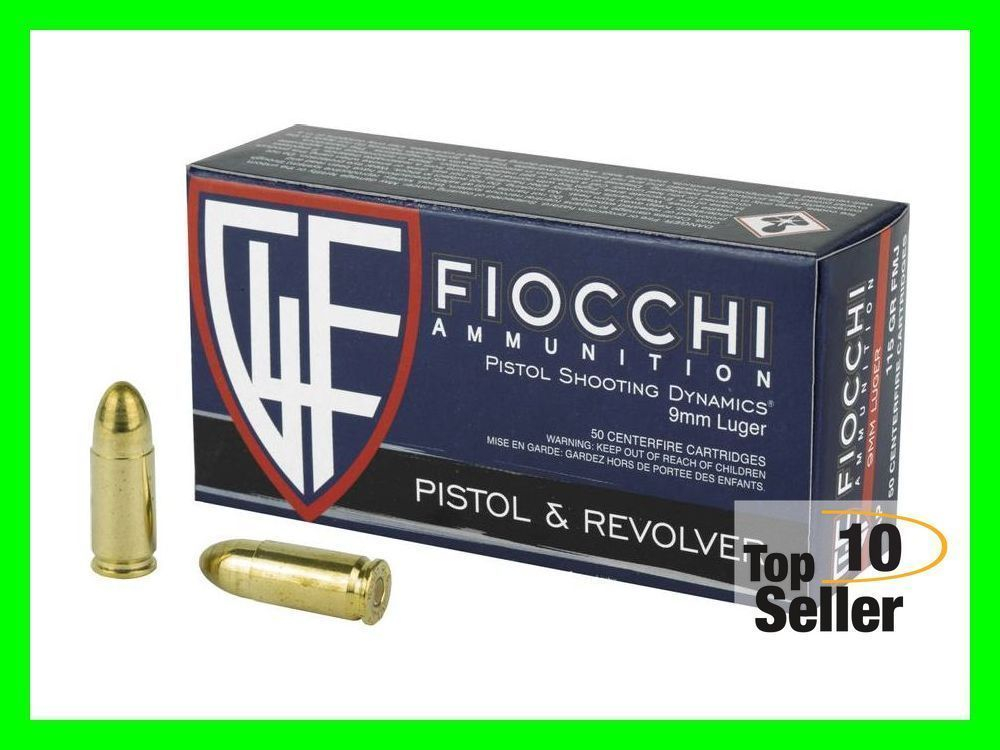 9MM Ammo Fiocchi Shooting Dynamics 115 Grain FMJ 9AP .50 Rounds ...