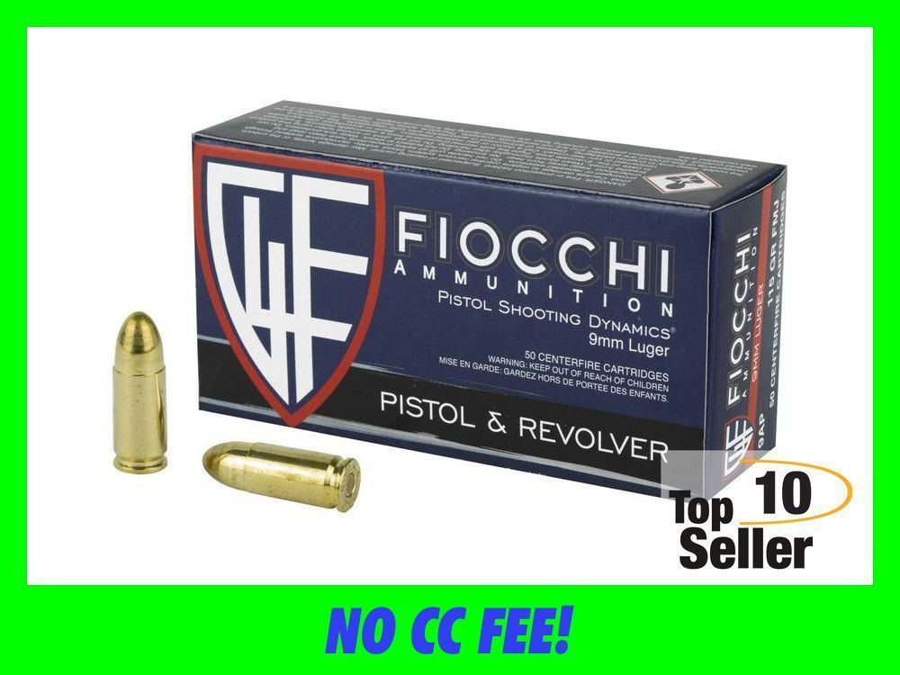 9MM Ammo Fiocchi Shooting Dynamics 115 Grain FMJ 9AP .50 Rounds-img-0