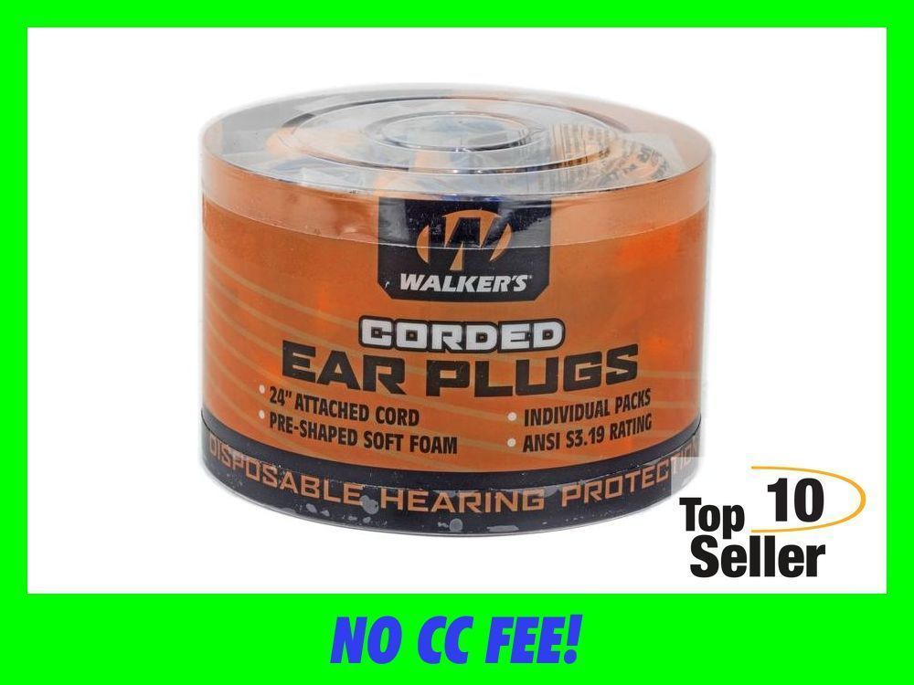 Walkers GWPCORDPLGBK Corded Foam Ear Plugs 32 dB Orange Buds w/Blue