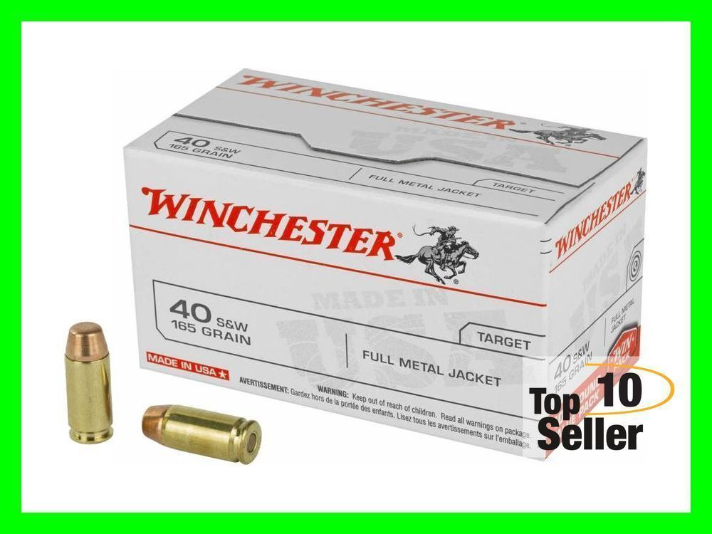 Winchester 40 S&W 165 Gr Full Metal Jacket (FMJ) 100 Round Value Pack ...