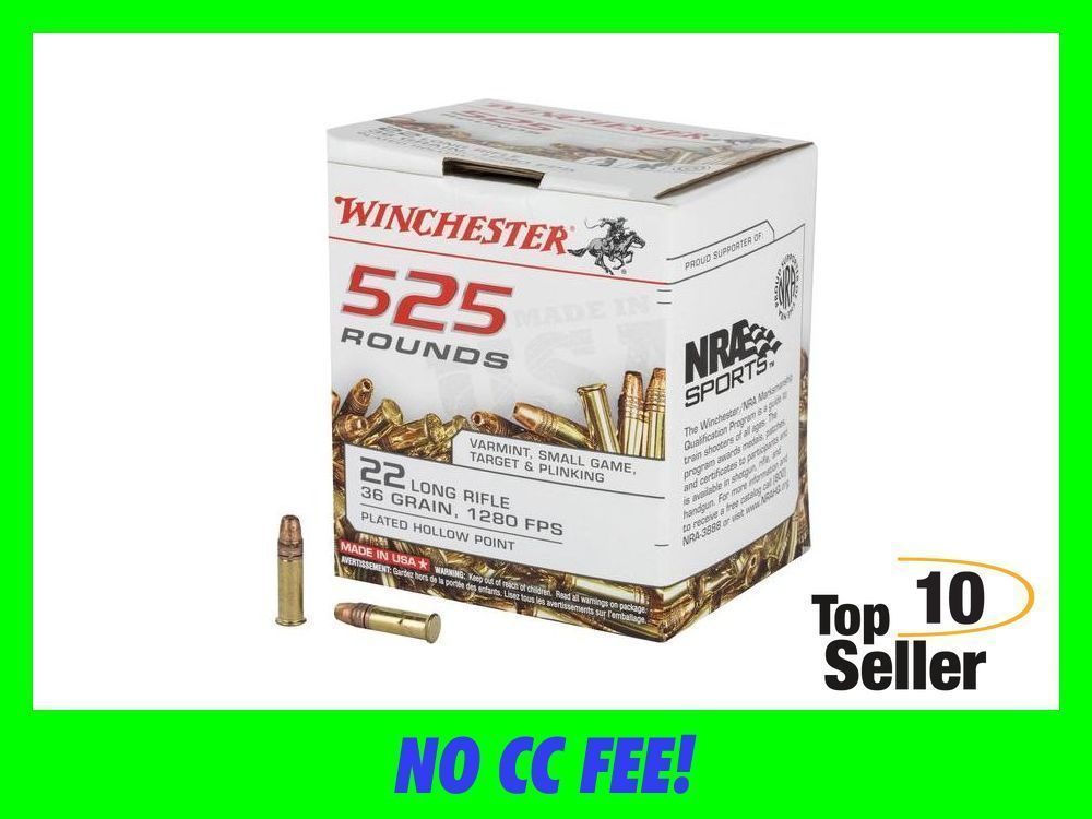 525 ROUNDS WINCHESTER 22LR 36 GR CP HOLLOW POINT 22 LR AMMO AMMUNITION-img-0