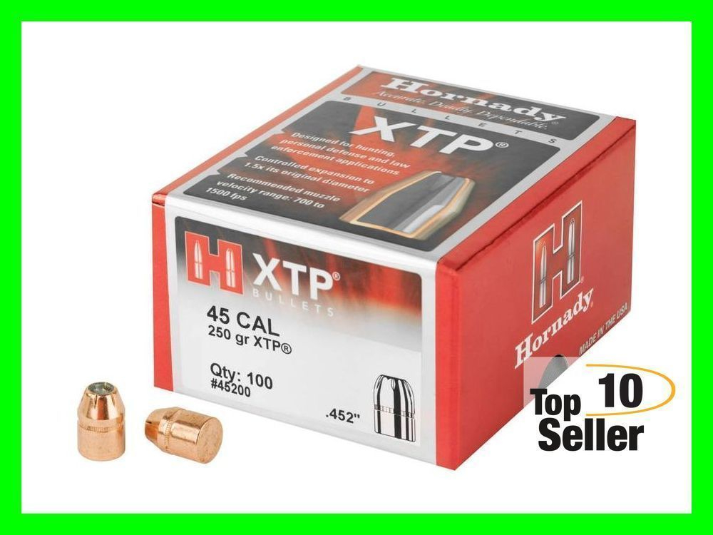 Hornady 45200 XTP .45 Cal .452 250 gr Hollow Point (HP) 100 Per Box ...