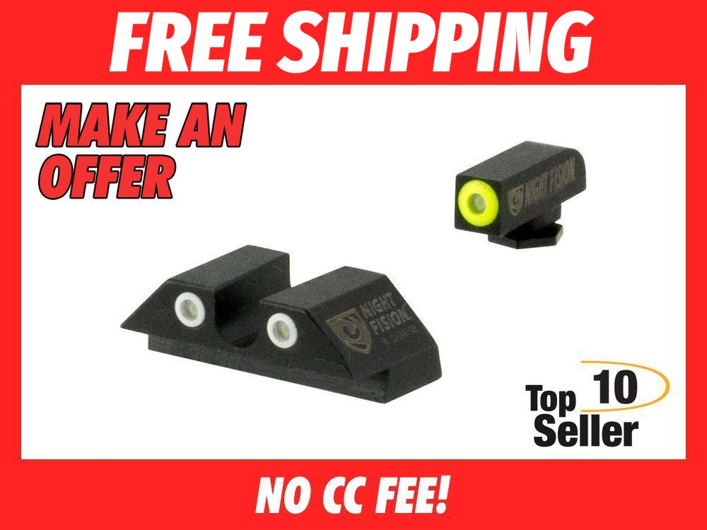 Night Fision GLK001007YGW Tritium Sights For Glock Green Yellow Outline ...