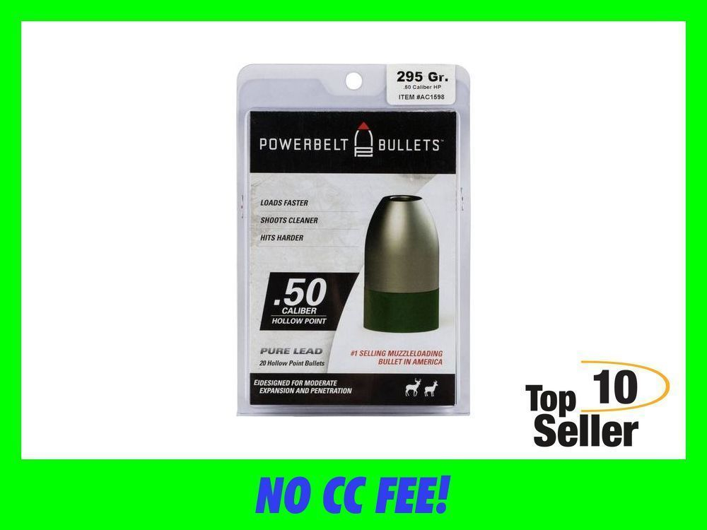 PowerBelt Bullets AC1598 Pure Lead Muzzleloader 50 Cal Hollow Point ...