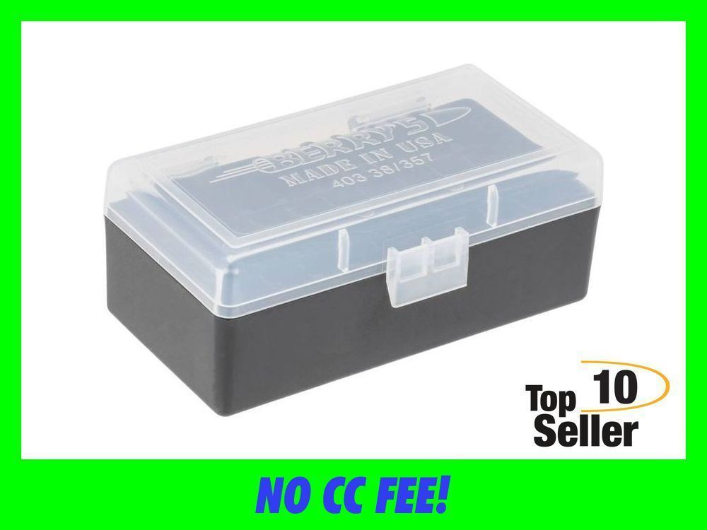 Berry’s 61687 Ammo Box 38 Special/357 Mag Clear/Black Polypropylene 50rd-img-0
