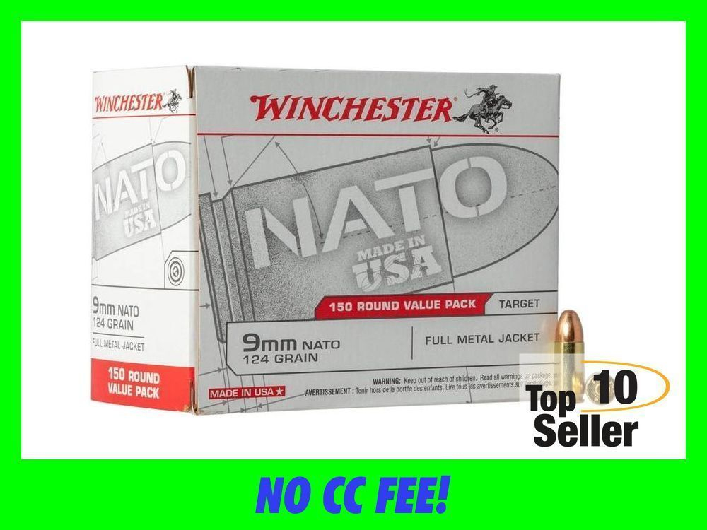 WINCHESTER 9MM NATO AMMO 124GR FMJ 150 ROUNDS 124 GRAIN - Pistol ...