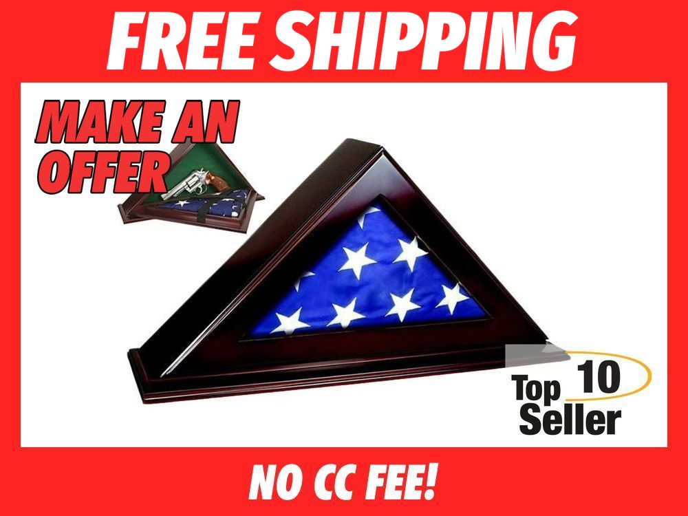 Peace Keeper PFC Patriot Flag Case Key Entry Mahogany Stain Wood Holds