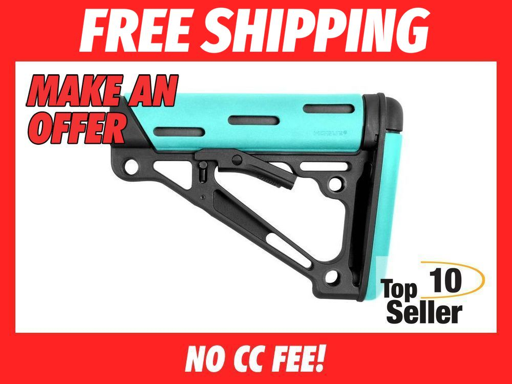 Hogue 13440 OverMolded Collapsible Buttstock Aqua Rubber Black Synthetic-img-0