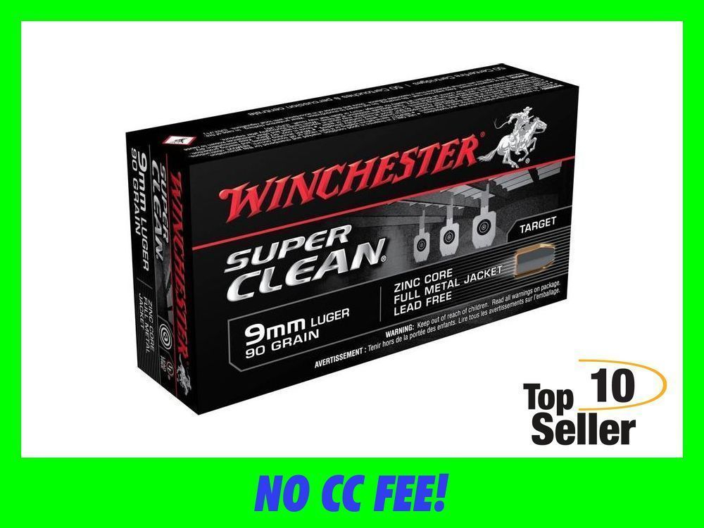 Winchester Ammo W9MMLF Super Clean 9mm Luger 95 gr Lead Free Full Metal...-img-0