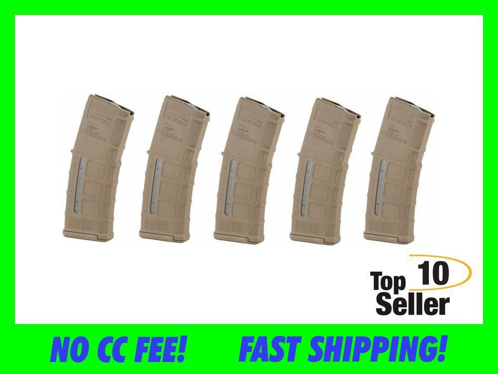 5 Pack Magpul PMAG M3 30rd Window AR-15 Magazine MCT Pmags 556 MAG TAN-img-0