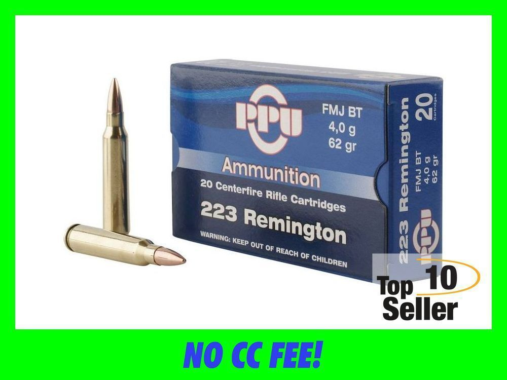 Ppu Pp223f2 Standard Rifle 223 Rem 62 Gr Full Metal Jacket Boat Tail 20 Rifle Ammunition At 