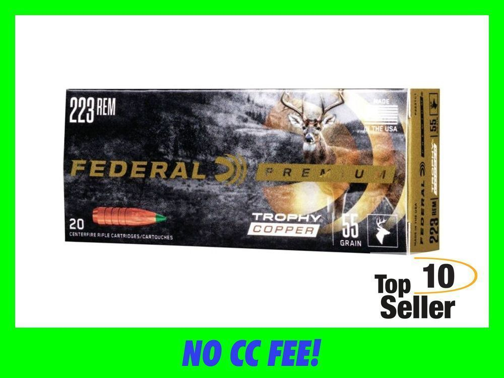 Federal P223TC1 Premium 223 Rem 55 gr Trophy Copper 20 Per Box/ 10 Cs-img-0