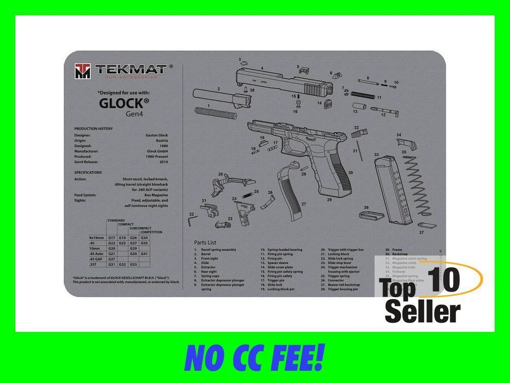 TekMat TEKR20GLOCKG4GY Glock Gen4 Ultra 20 Cleaning Mat Parts Diagram...-img-0