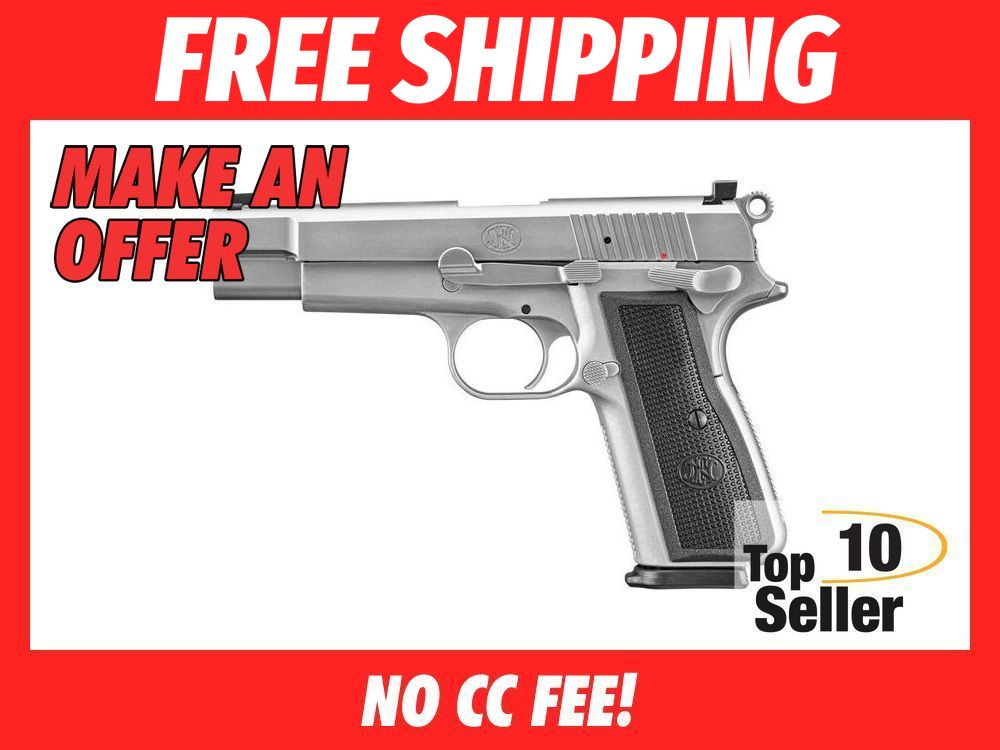 FN 66101068 High Power 9mm Luger 17+1, 4.70” Black Target Crown Steel...-img-0