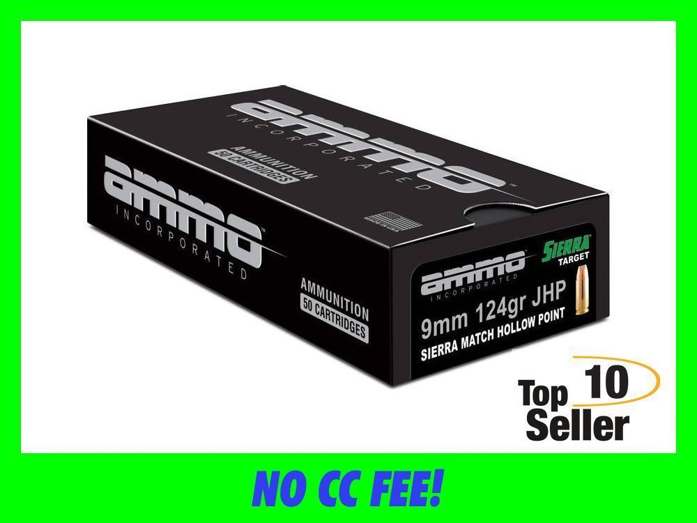 Ammo Inc 9124JHPSRR50 Signature 9mm Luger 124 gr Sierra Match Jacket...-img-0