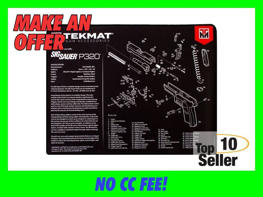 TekMat TEKR20SIGP320 Sig Sauer P320 Ultra 20 Cleaning Mat Parts Diagram...-img-0
