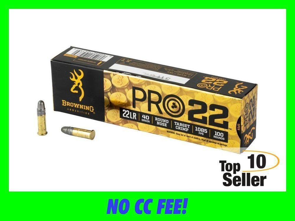 Browning Ammo B194122101 Pro22 22 LR 40 gr Lead Round Nose 100 Per Box/...-img-0