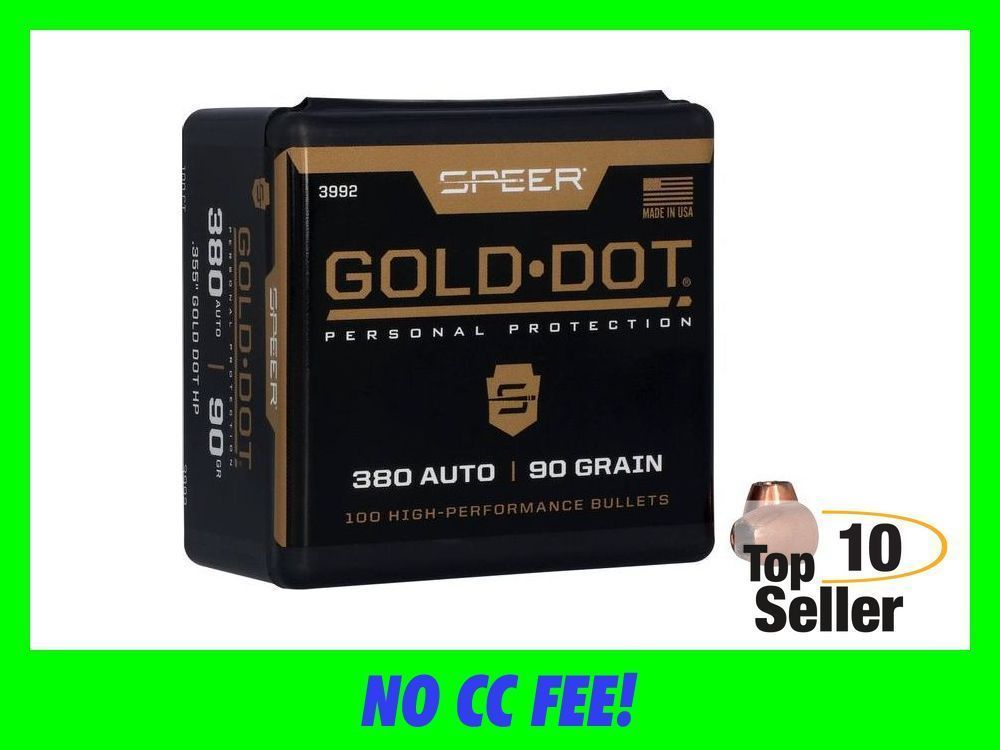 Speer Bullets 3992 Gold Dot Personal Protection 9mm .355 90 GR Hollow...-img-0