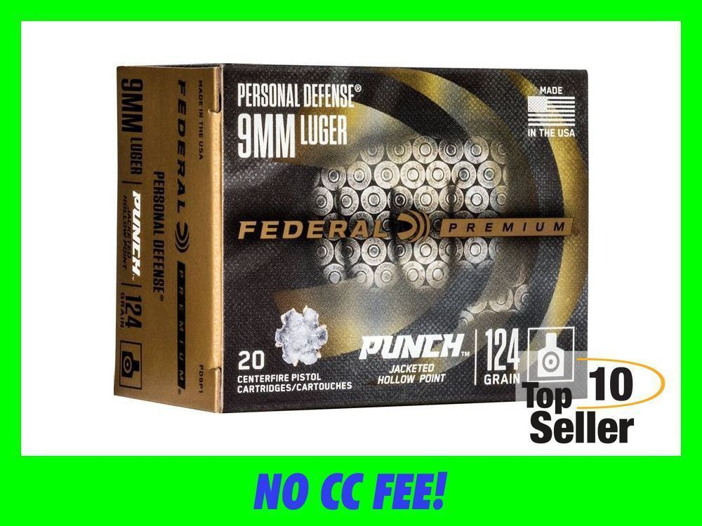 9MM AMMO FEDERAL PUNCH 124 GRAIN HOLLOW POINT JHP PERSONAL DEFENSE-img-0