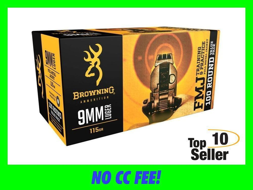 Browning 9mm Luger Ammo 115 GR FMJ Training & Practice 100 ROUNDS-img-0
