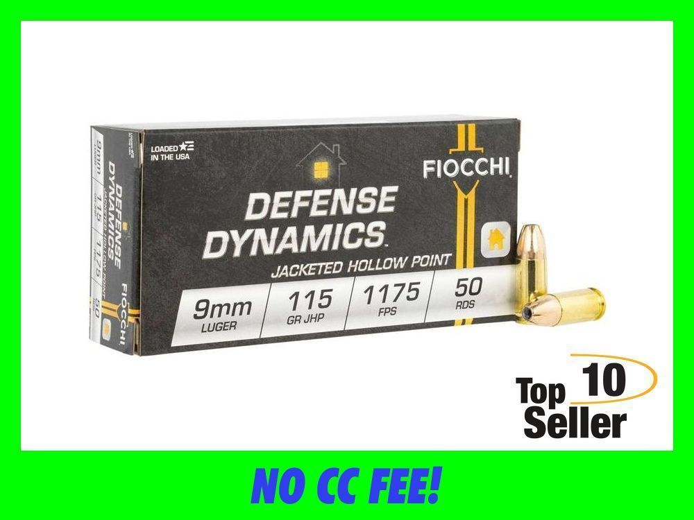 9mm Ammo Fiocchi Personal Defense Luger 115 gr JHP Hollow Point 50 RDS-img-0