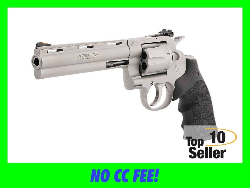 Colt Model Python Revolver Matte Stainless Steel 357 Mag 6" 357MAG Blk Grip-img-0