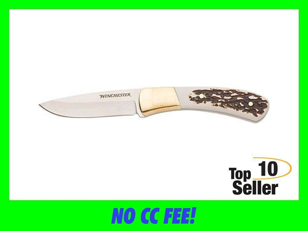 WINCHESTER KNIFE 7” OAL FIXED SS/STAG HANDLE W/SHEATH-img-0