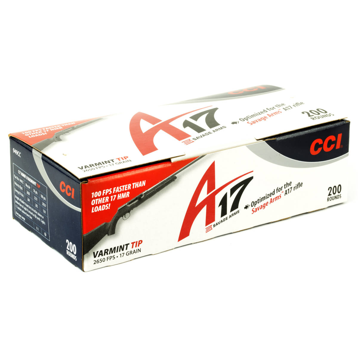 CCI 949CC A17 Varmint Tip 17HMR 17gr Tipped 200 Per Box/10 Case-img-0