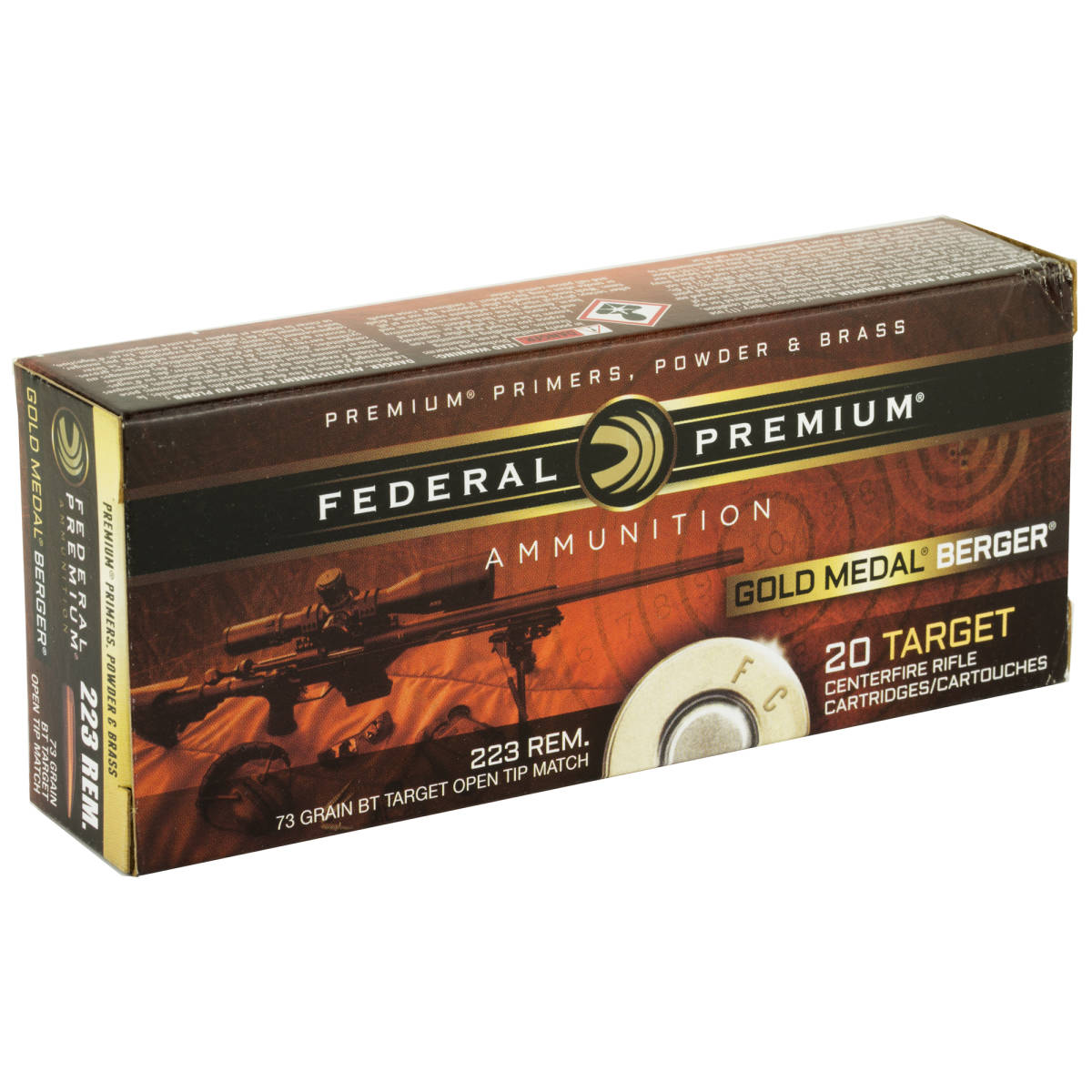 Federal GM223BH73 Premium Gold Medal 223Rem 73gr Berger Open Tip Match...-img-0