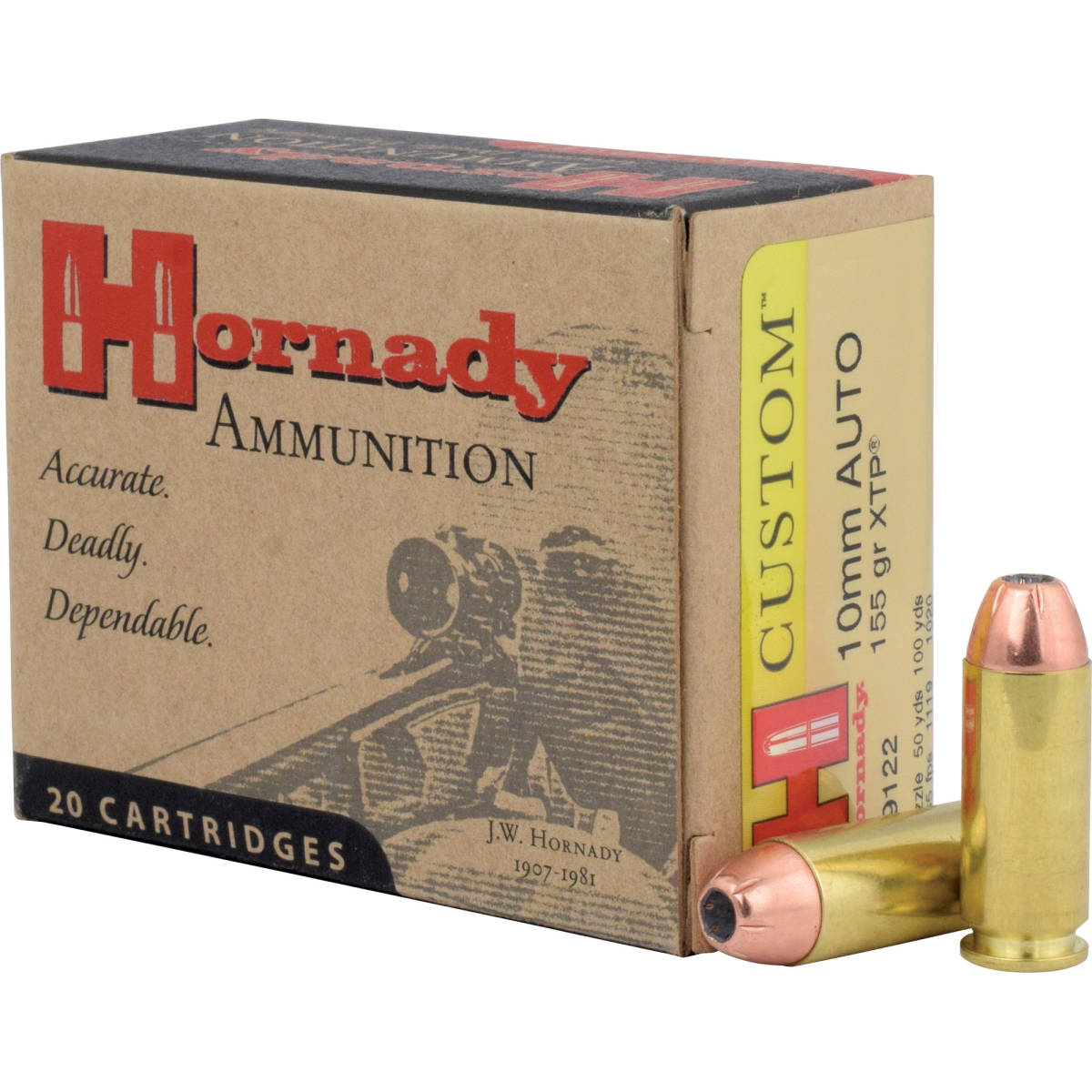 Hornady 9122 Custom 10mmAuto 155gr XTP Hollow Point 20 Per Box/10 Case-img-0