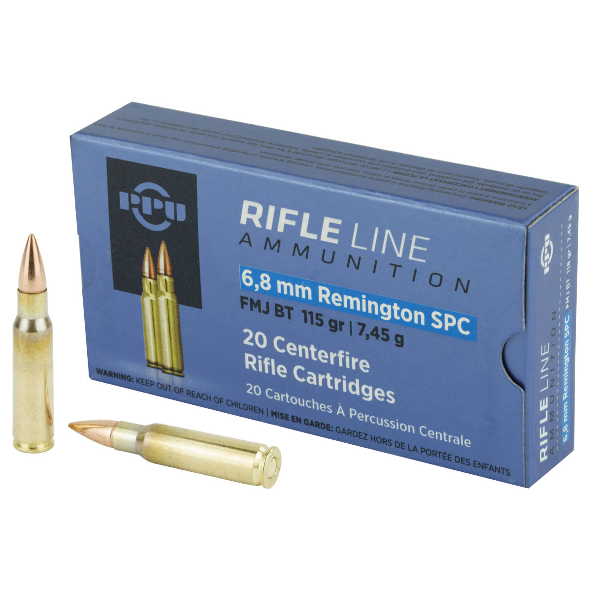 PPU PP68F Standard Rifle 6.8mmRemSPC 115gr Full Metal Jacket Boat Tail...-img-0