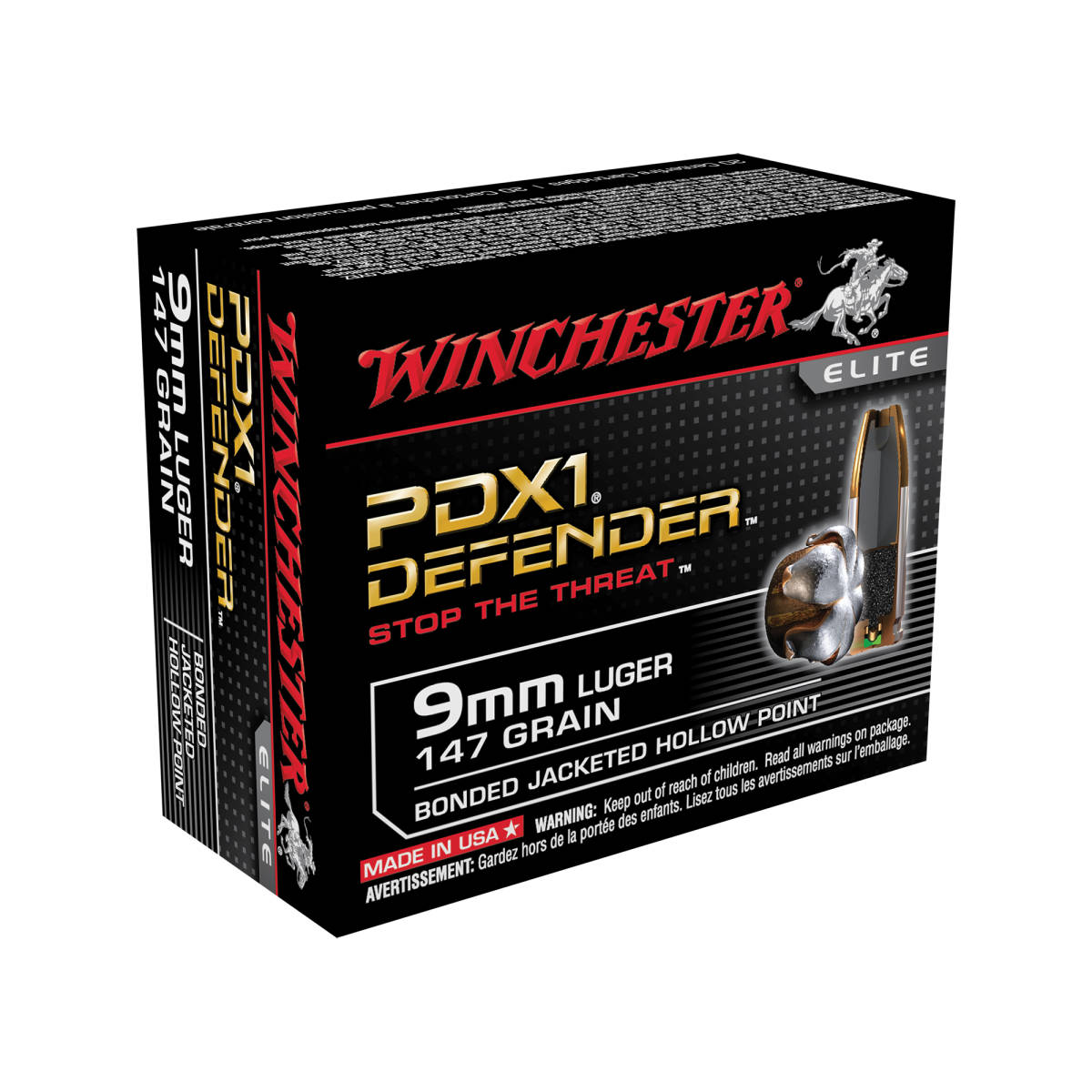 Winchester Ammo S9MMPDB1 Defender 9mmLuger 147gr Bonded Jacket Hollow...-img-0