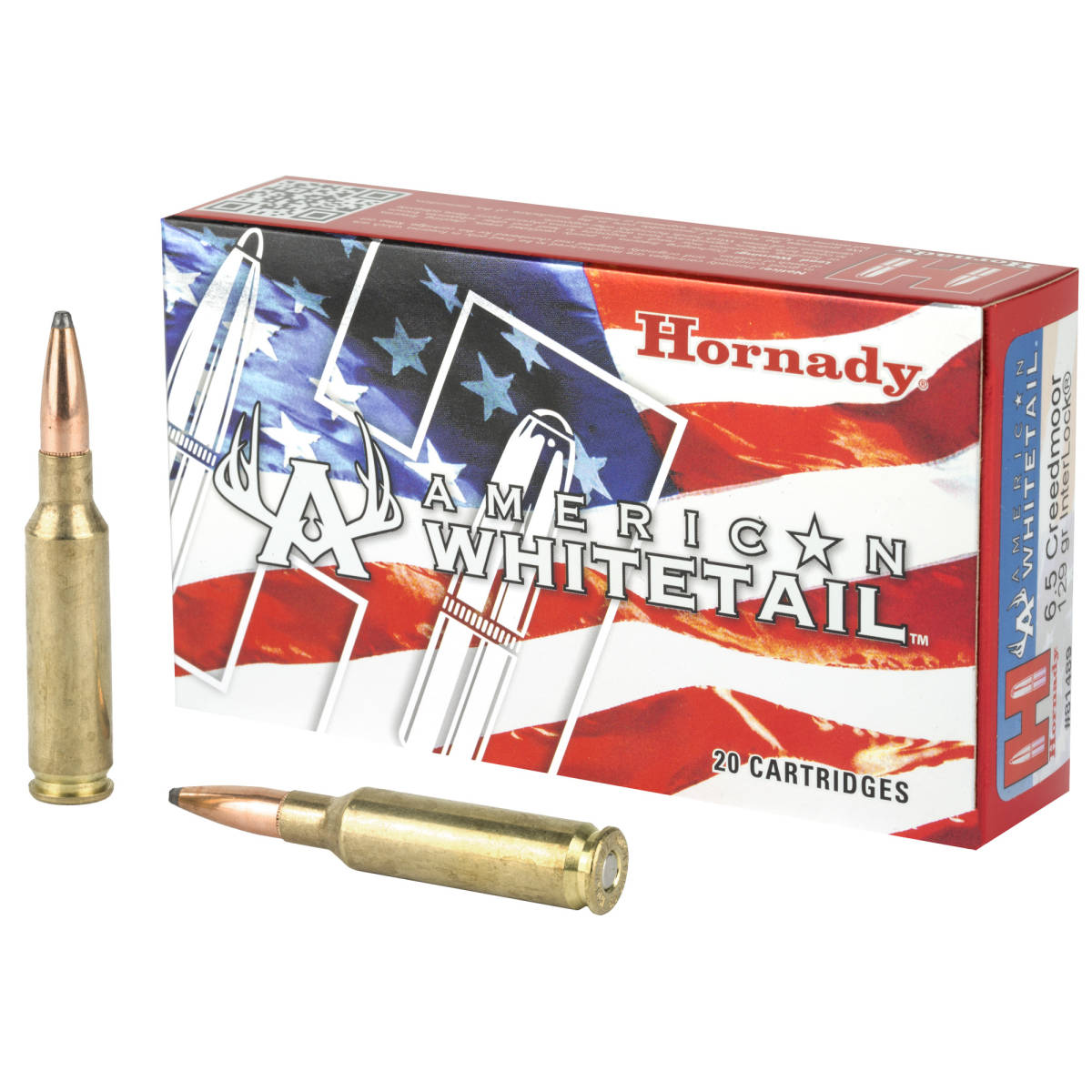 6.5 Creedmoor Hornady American Whitetail 129gr Interlock Hunting Ammo-img-0