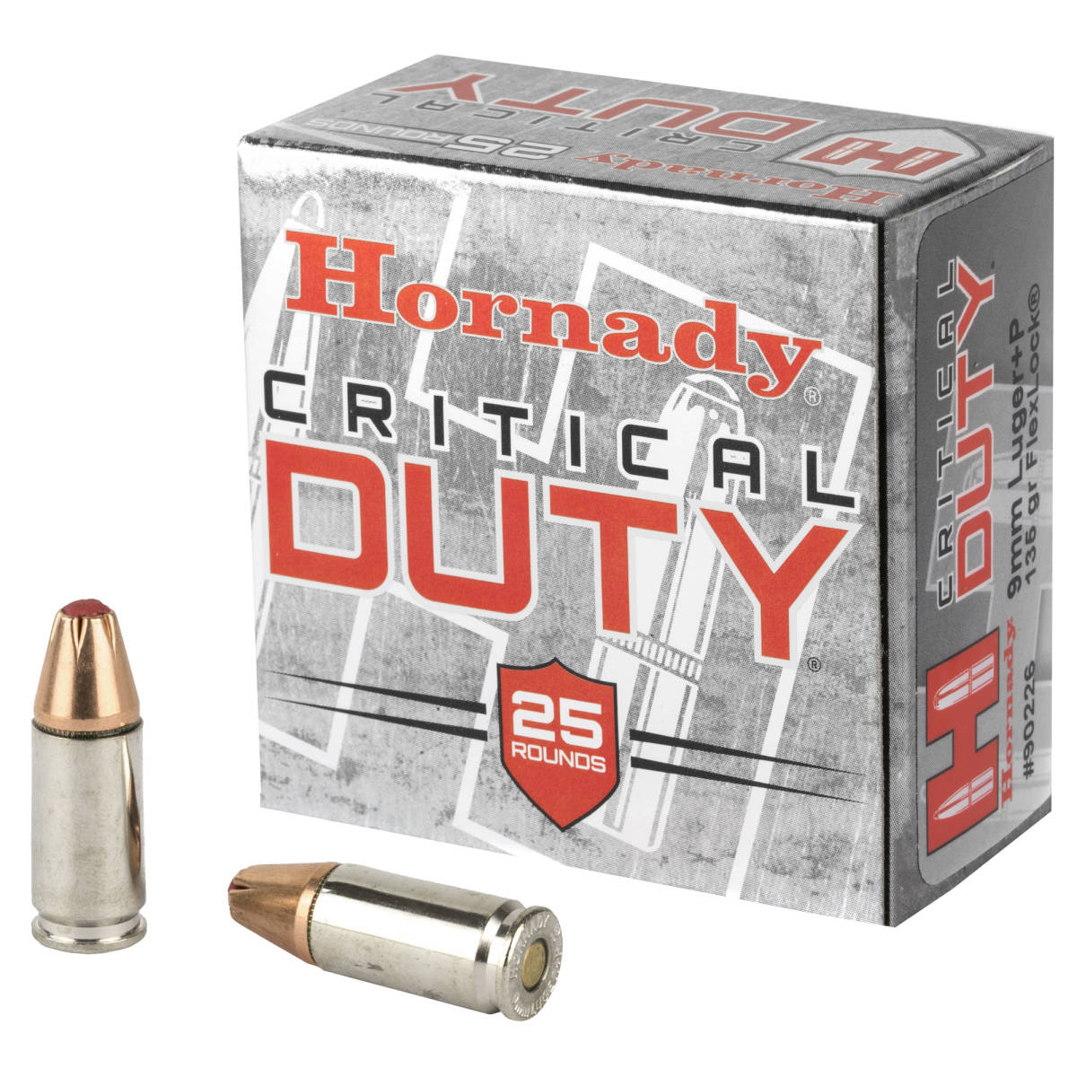 HORNADY CRITICAL DUTY 9MM+P 135 GR HOLLOW POINT AMMO PERSONAL DEFENSE HP 9-img-0